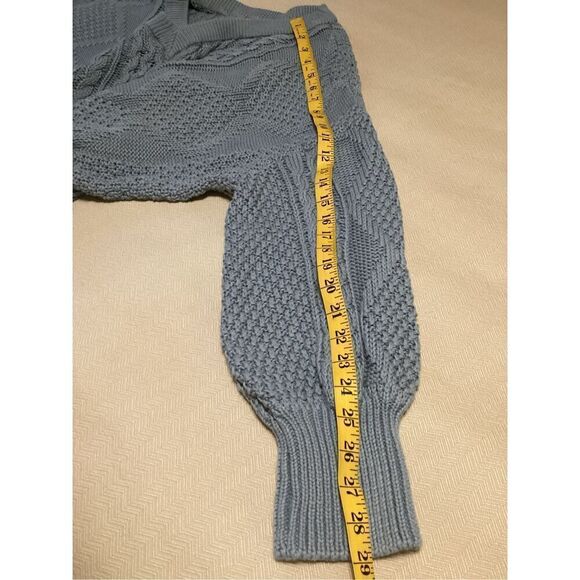Vintage Gray V-Neck Chunky Knit Oversized  Sweater - Picture 4 of 7